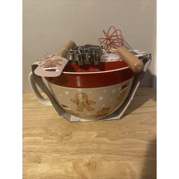 THE BAKESHOP Gingerbread Christmas Mixing POURING BOWL 5 Piece Set New - Picture 4 of 13